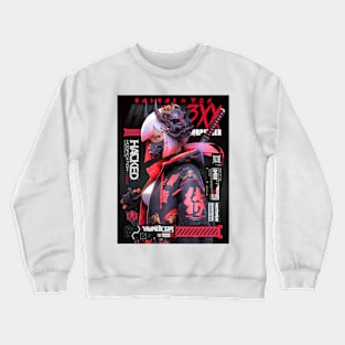 AKIBA DRIP - ⚫🟥⚫ ANTI IDOLS - CYBER SAMURAI - HACKER GIRL X1 ⚫🟥⚫ Crewneck Sweatshirt